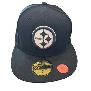 New Era Pittsburgh Steelers Black Basic 9FIFTY Enhanced Mens Snapback Hat Size 7